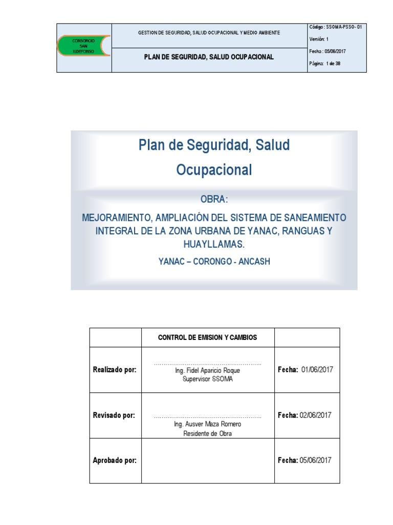 Plan de Seguridad y Salud Ocupacional | PDF | Salud y bienestar | Medicina