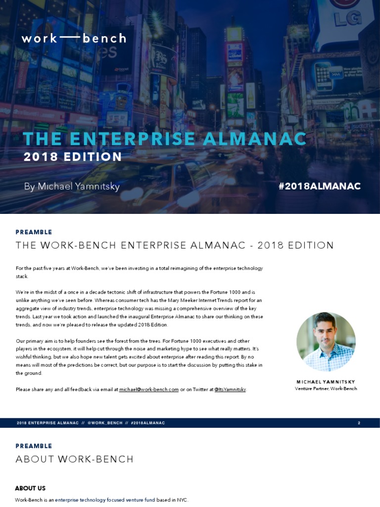 2018 Work Bench Enterprise Almanac Artificial Intelligence