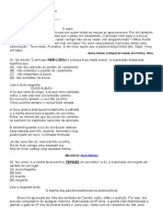 Atividade de Língua Portuguesa sobre um sapo, almas e paixões adolescentes