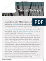 Course Syllabus For "BIO404: Cancer Biology"