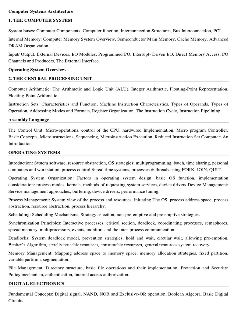 Computer Systems Architecture 1. The Computer System | PDF | Relational ...