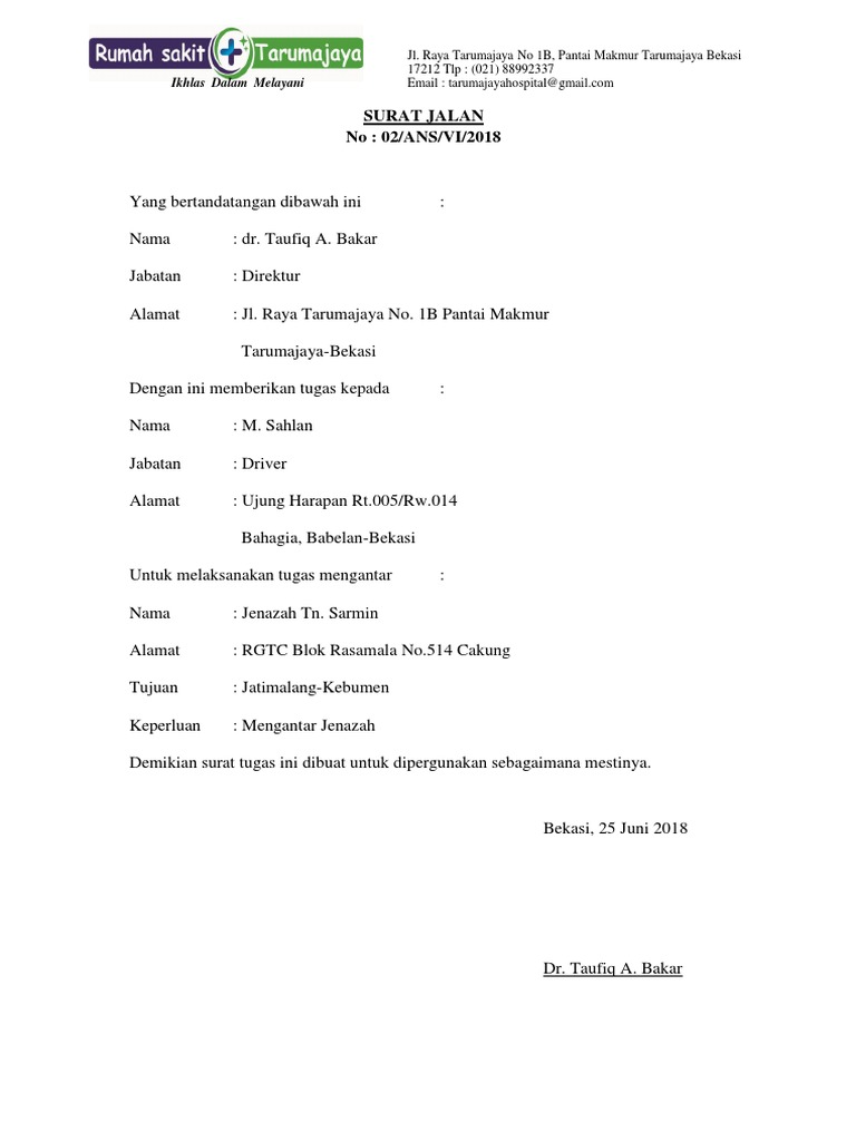 Surat Jalan Ambulance