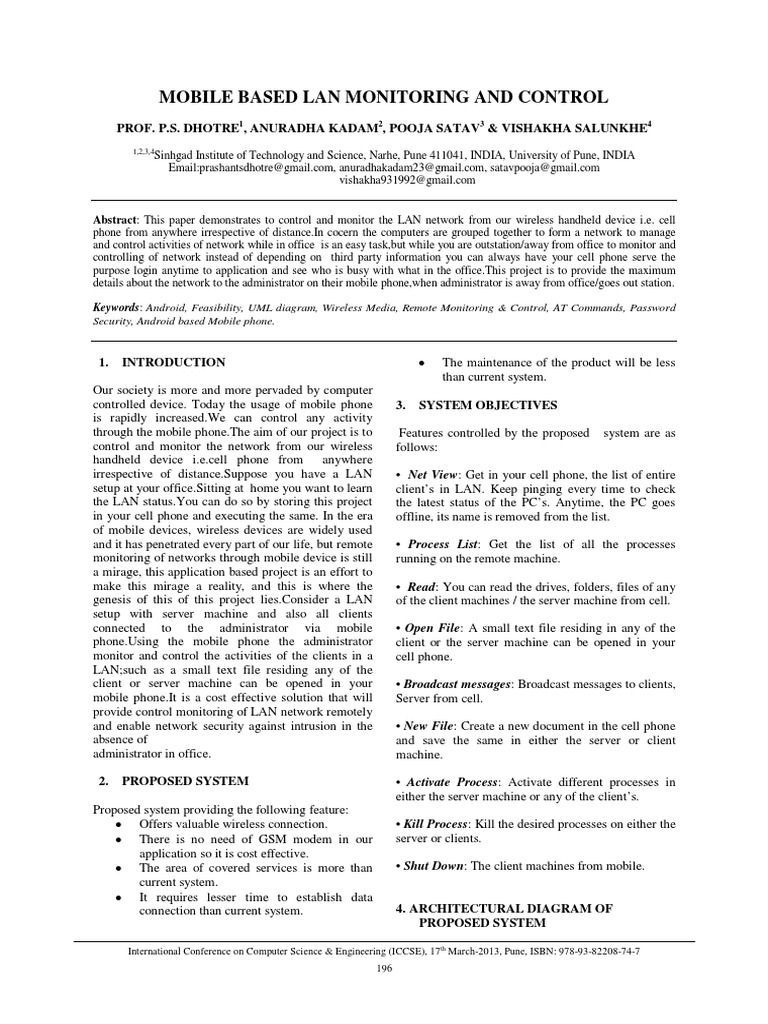 Mobile LAN Monitoring via Smartphone | PDF | Server (Computing ...