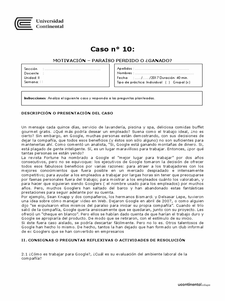 Caso 10 | PDF | Crecimiento personal y profesional | Negocios