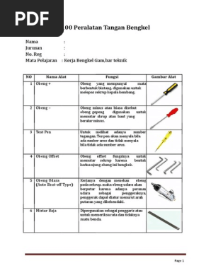 100 Peralatan Tangan Bengkel Pdf