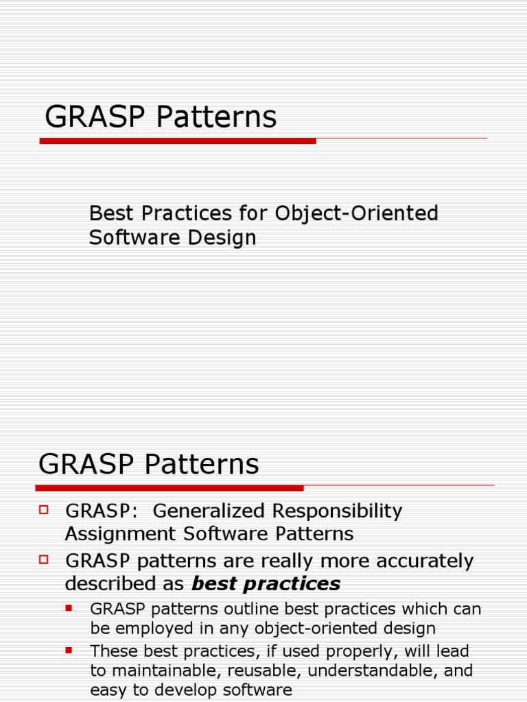 GRASP Patterns for OOP Best Practices | PDF | Class (Computer ...