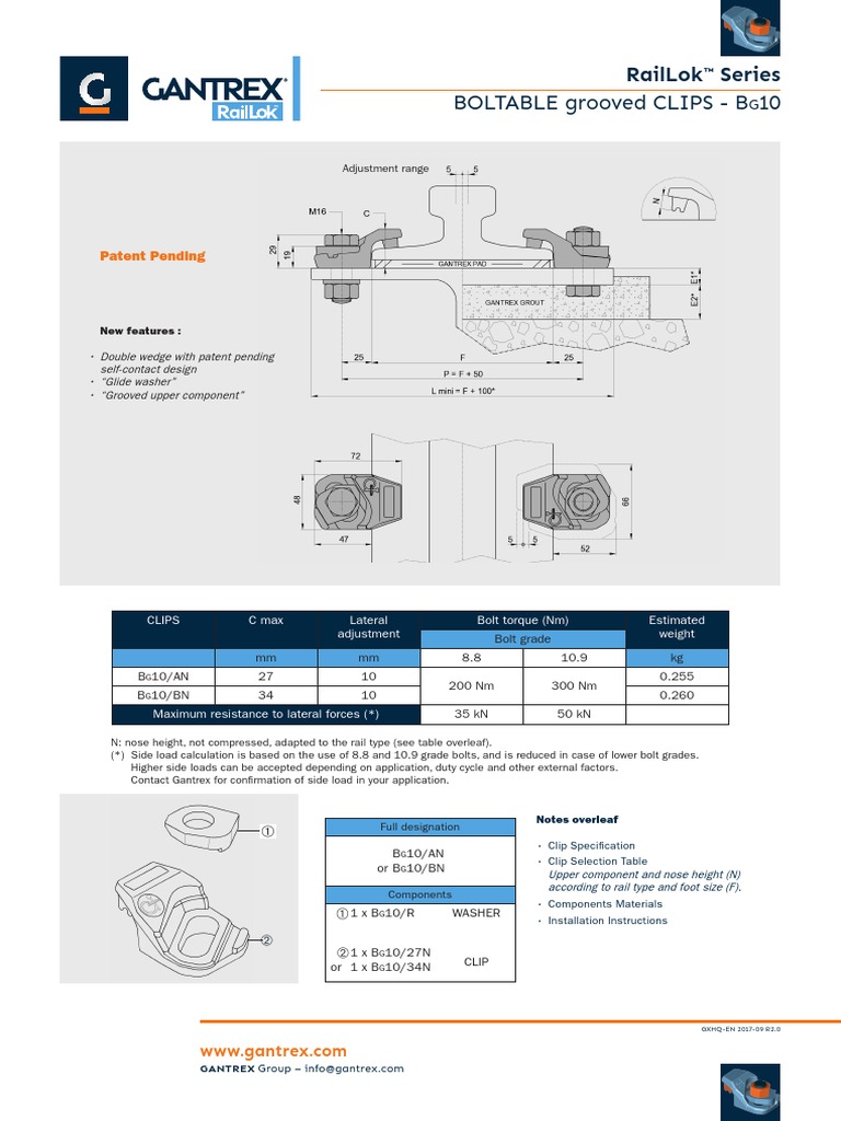 Gantrex Raillok Bg10 Data Sheet Metric | PDF | Nut (Hardware) | Screw