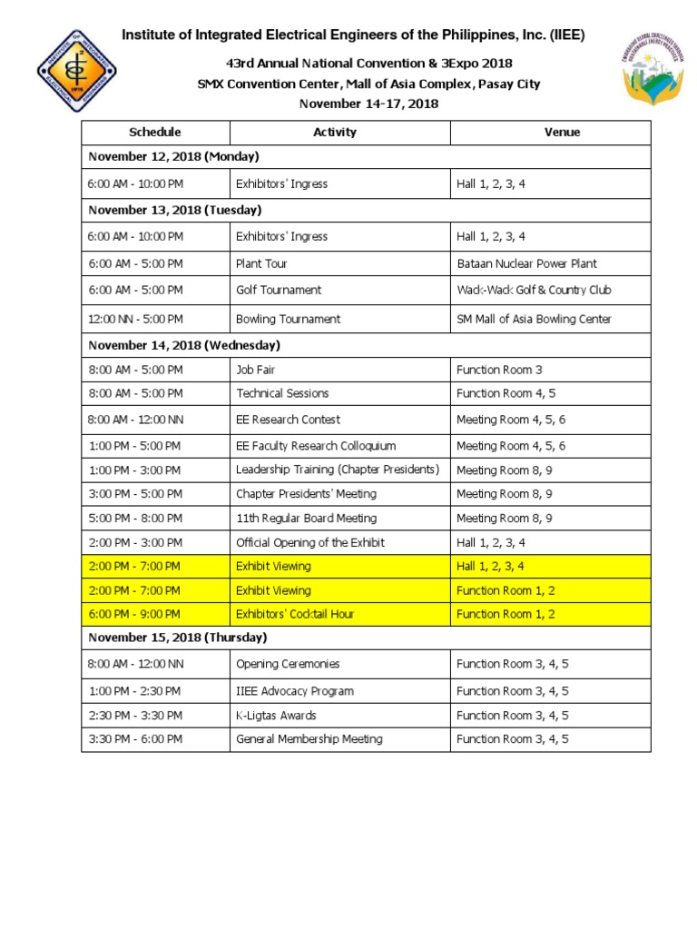 43rd Annual National Convention Schedule of Activities (revised & final