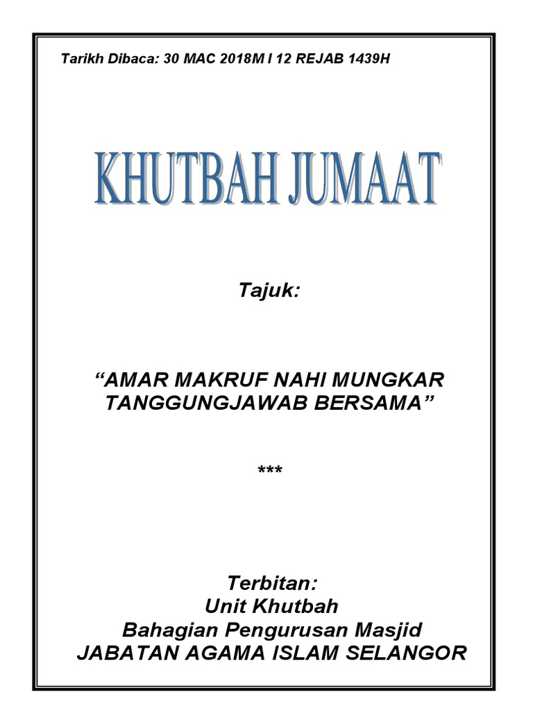 30032018 Rumi Amar Makruf Nahi Mungkar Tanggungjawab Bersama