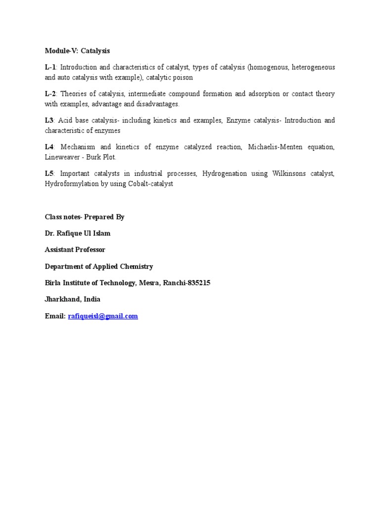 And Auto Catalysis With Example), Catalytic Poison PDF Catalysis