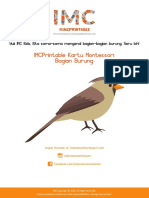 IMCPrintable Kartu Montessori Bagian Burung