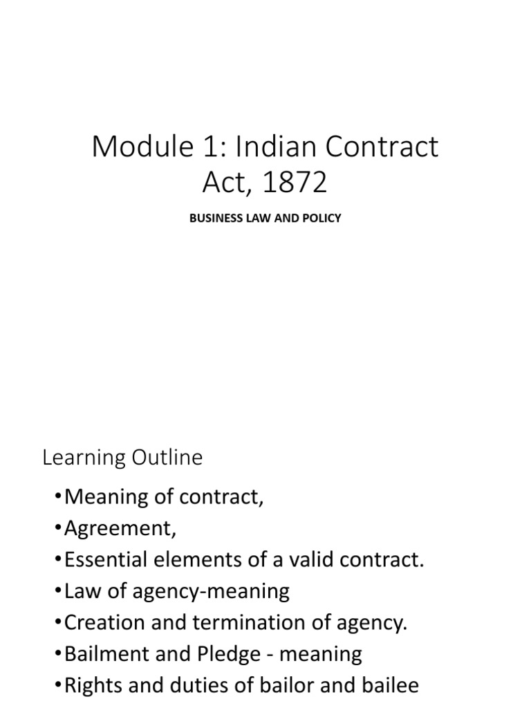 Overview of Indian Contract Law | PDF | Offer And Acceptance ...