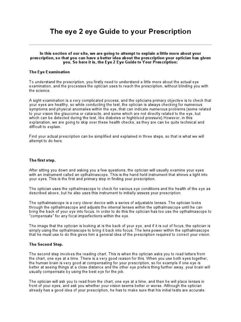 Understanding Your Eye Prescription | PDF | Contact Lens | Glasses