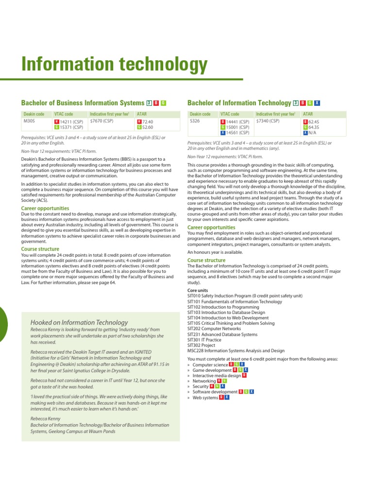 IT Degrees & Career Paths at Deakin | PDF | Information System | Programmer