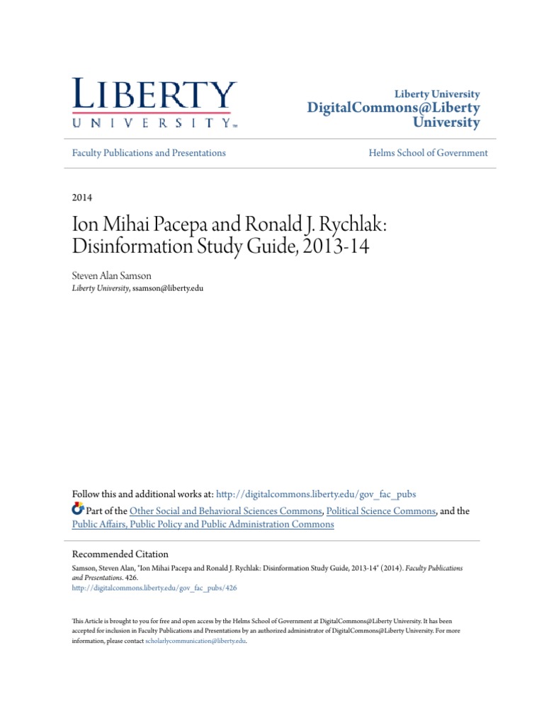 Pacepa and Rychlak on Disinformation | PDF | Pope Pius Xii | Joseph Stalin