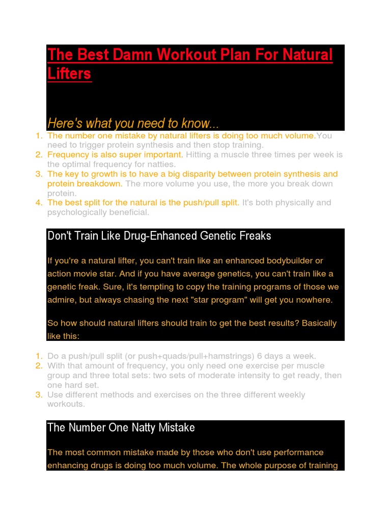 The Best Damn Workout Plan For Natural Lifters PDF Recreation
