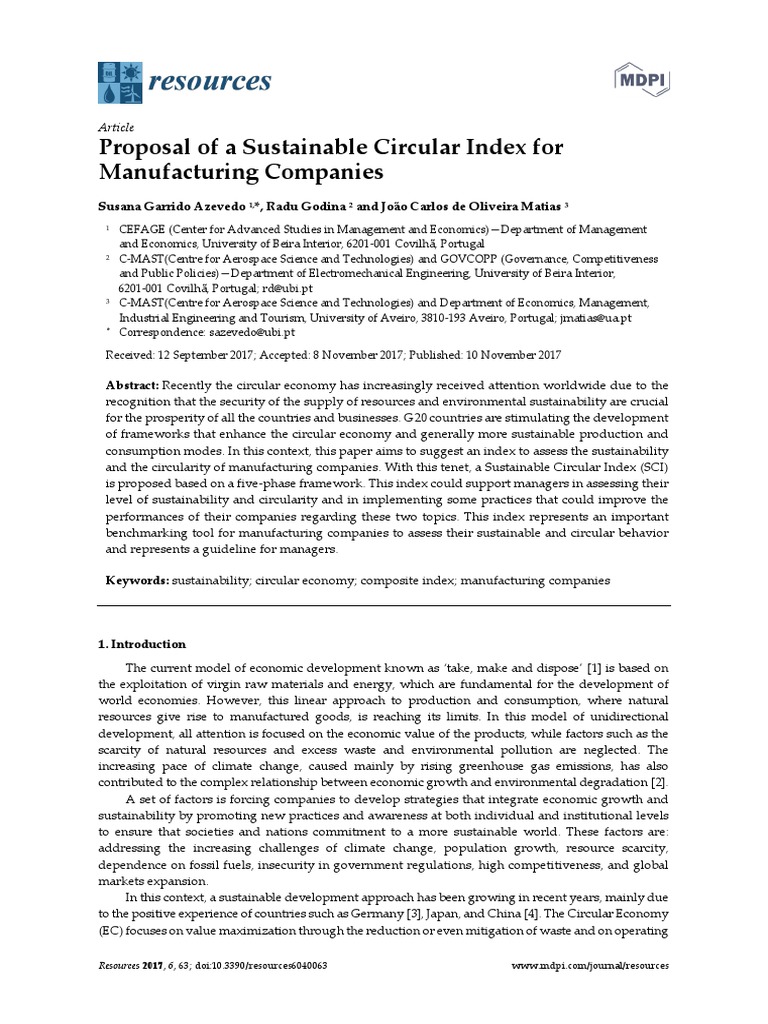 Sustainable Circular Index for Manufacturing | PDF | Sustainability ...