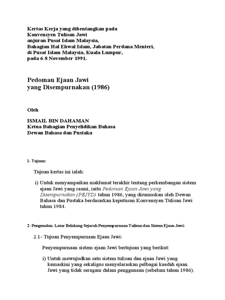 Pedoman Ejaan Jawi Yang Disempurnakan 1986 Pdf