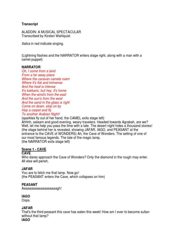 Aladdin Script | Download Free PDF | Leisure