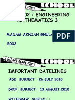 FKB 23302: Engineering Mathematics 3: Madam Azniah Ghulam B002
