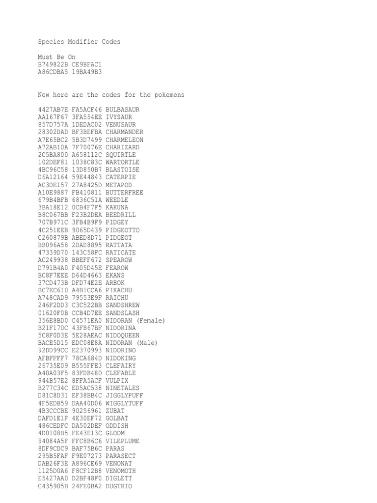 Pokemon Emerald Gameshark Code Pokemon Nintendo Franchises