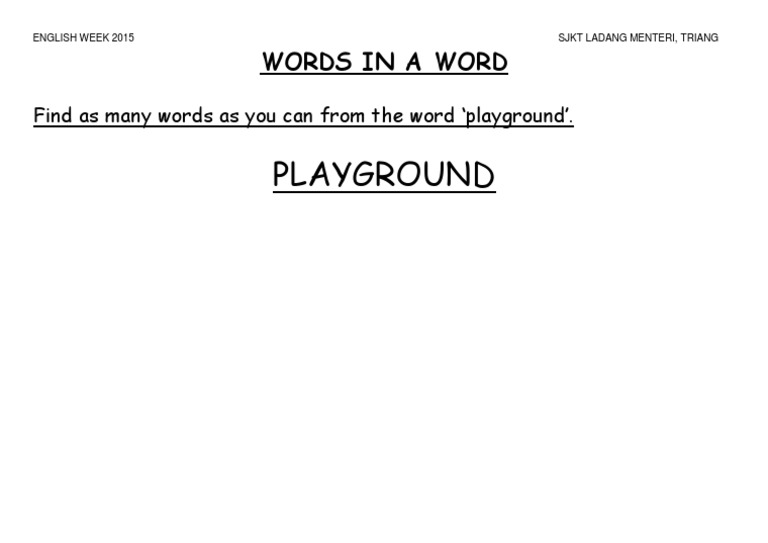 Words from 'Playground' Activity | PDF | Language Arts & Discipline