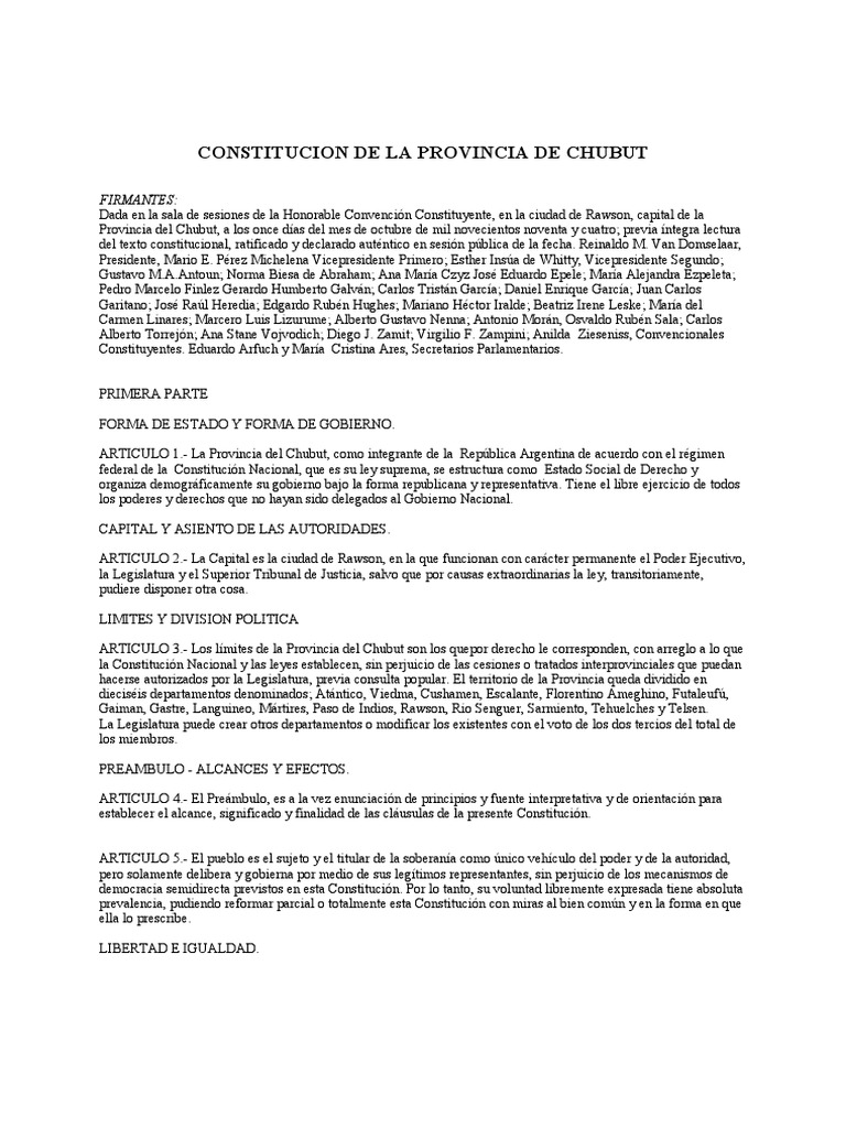 Constit Chubut PDF | PDF