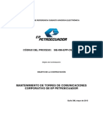 Código Del Proceso: Sie-096-Epp-Osc-2014: Mantenimiento de Torres de Comunicaciones Corporativo de Ep Petroecuador