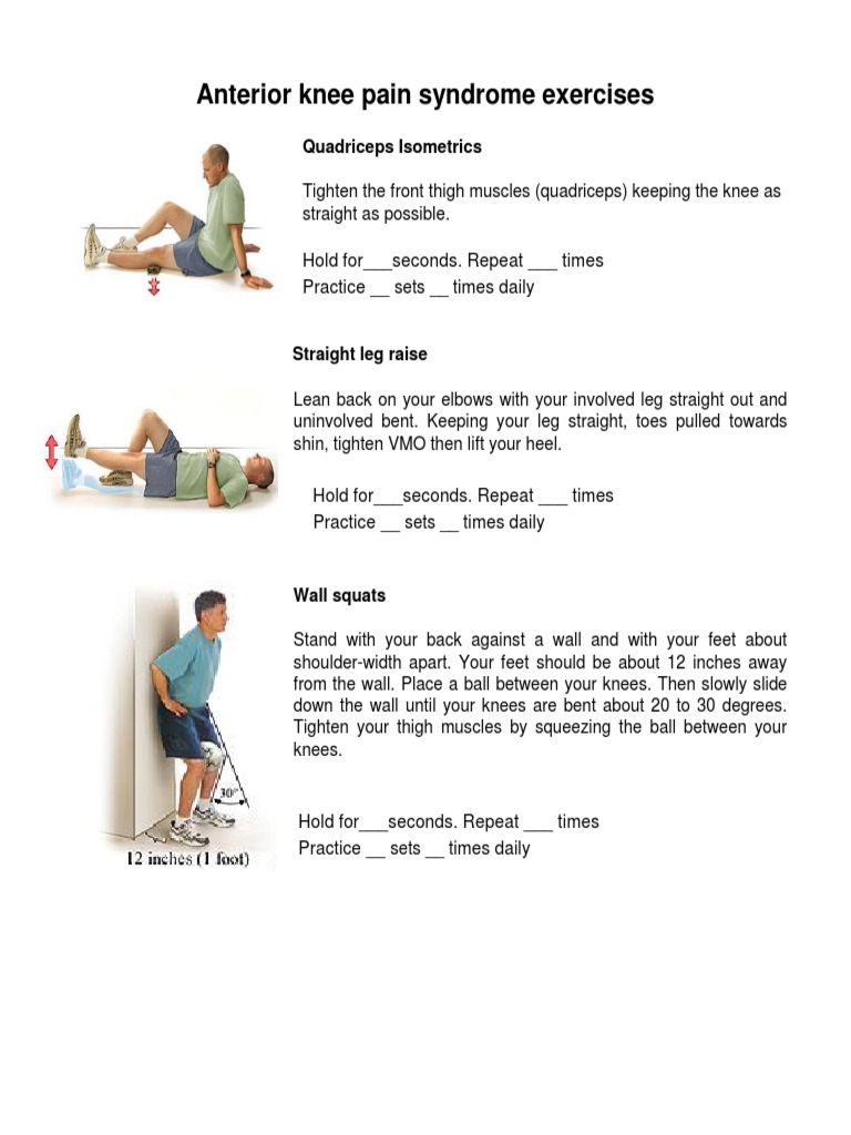 Anterior Knee Pain Syndrome Exercises Quadriceps Isometrics PDF