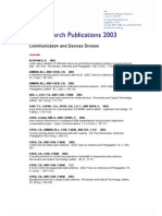 I R Research Publications 2003: Communication and Devices Division