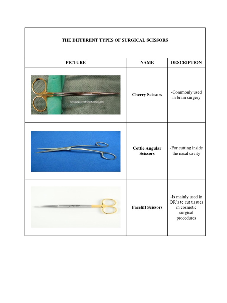 The Different Types of Surgical Scissors PDF Surgical Suture Surgery