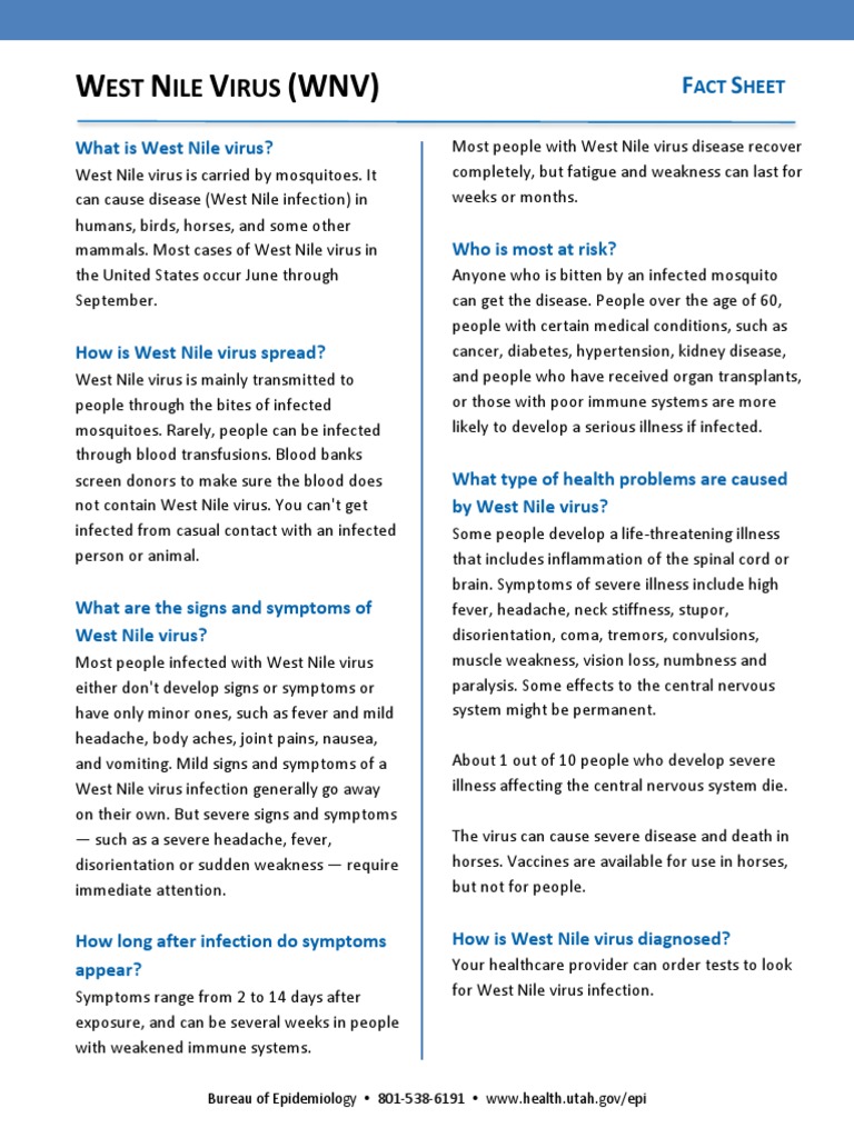 West Nile Virus Fact Sheet | PDF | Health Sciences | Diseases And Disorders