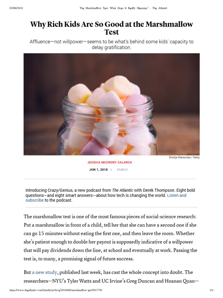 The Marshmallow Test What Does It Really Measure PDF Delayed