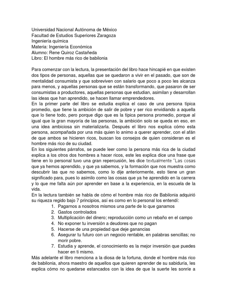 Critica El Hombre Mas Rico de Babilonia Riqueza Economias