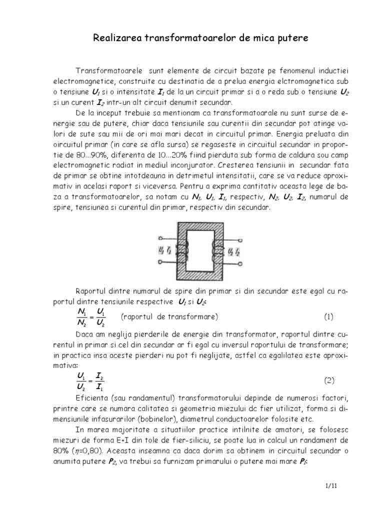 Calcul Transformatoare Mici | PDF