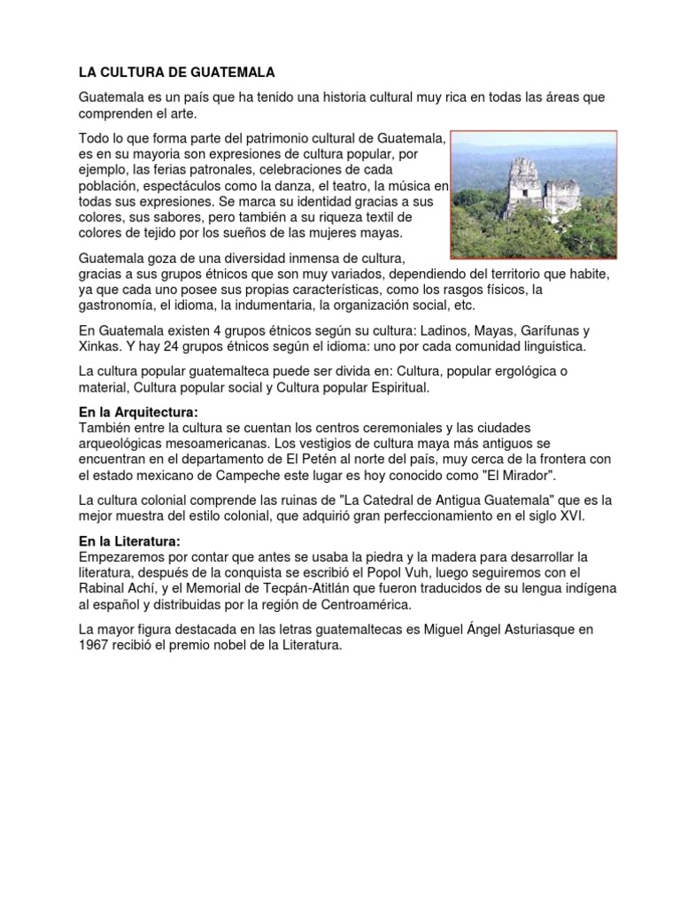 La Cultura de Guatemala | PDF | Guatemala | Civilización maya