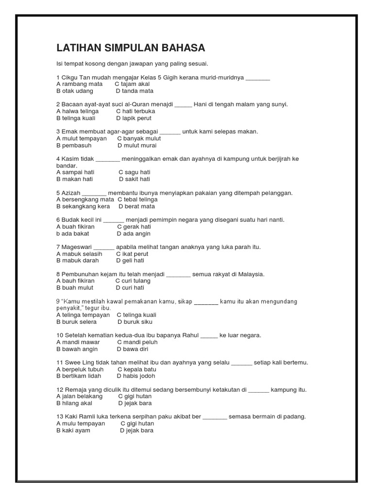 Latihan Simpulan Bahasa Docx