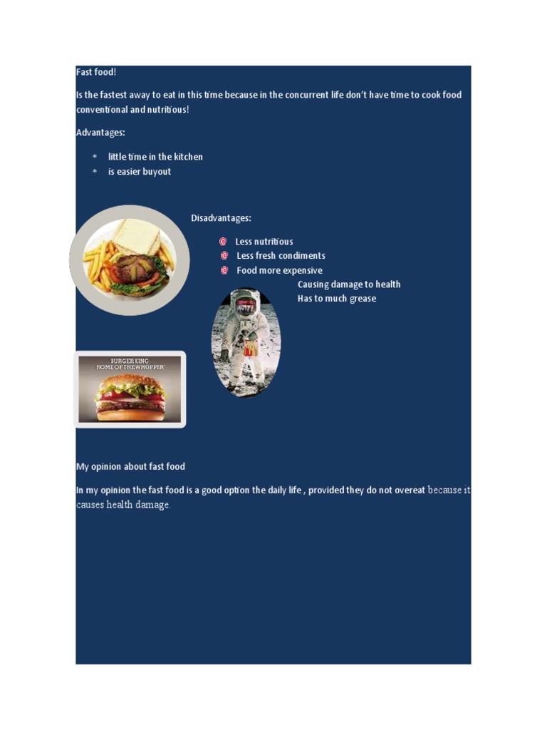 Pros and Cons of Fast Food Choices | PDF