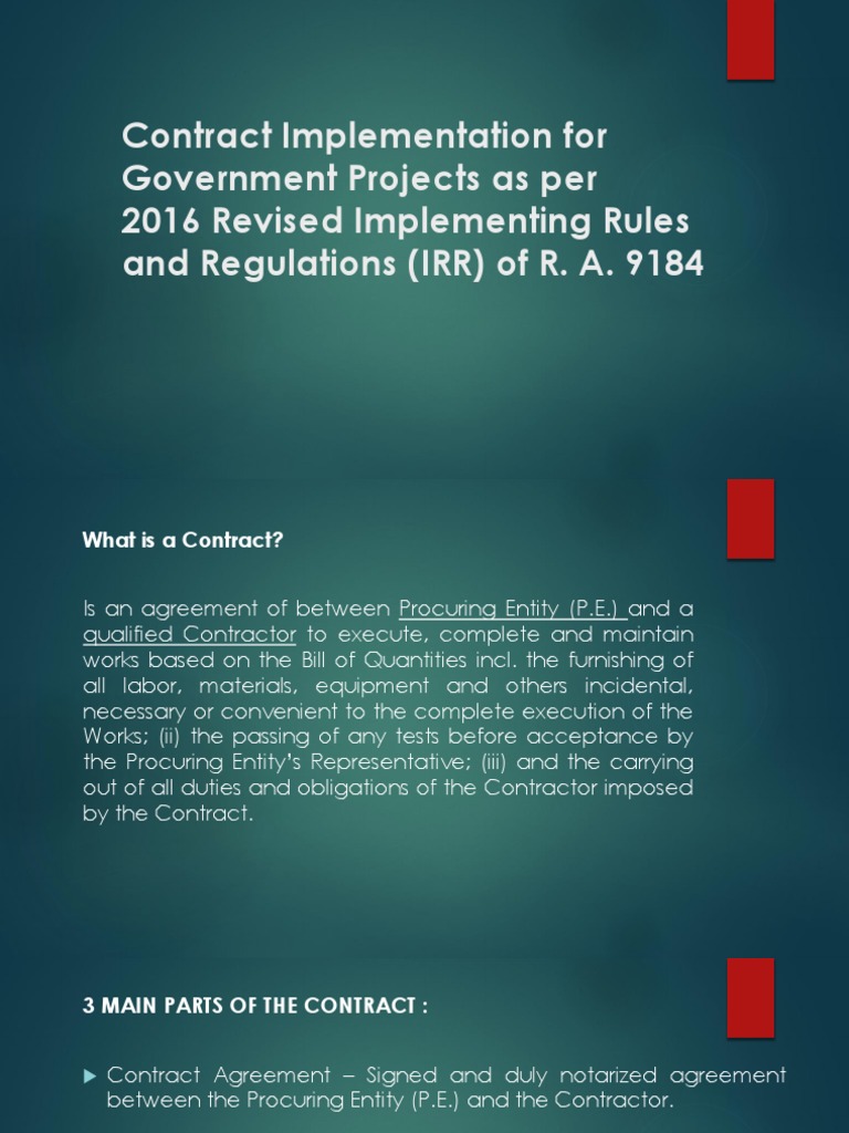 Contract Implementation RA 9184 PDF General Contractor Guarantee