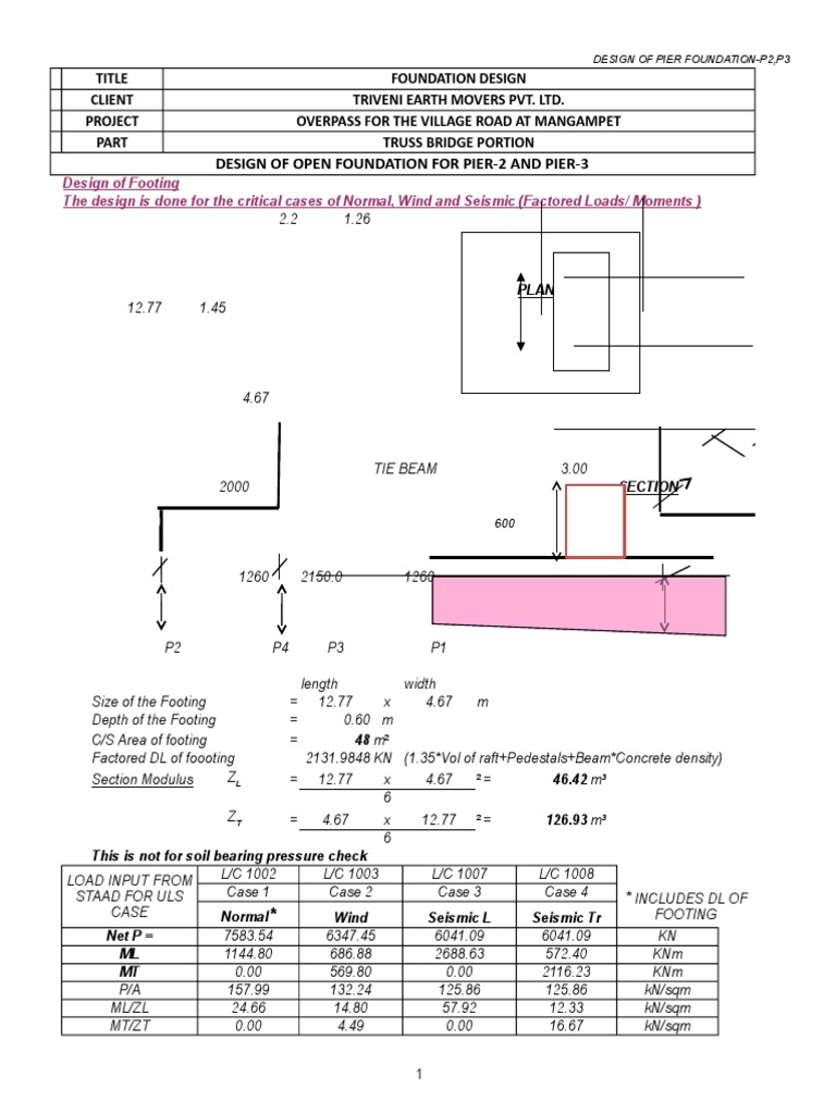 Design Of Open Foundation For Pier-2 And Pier-3