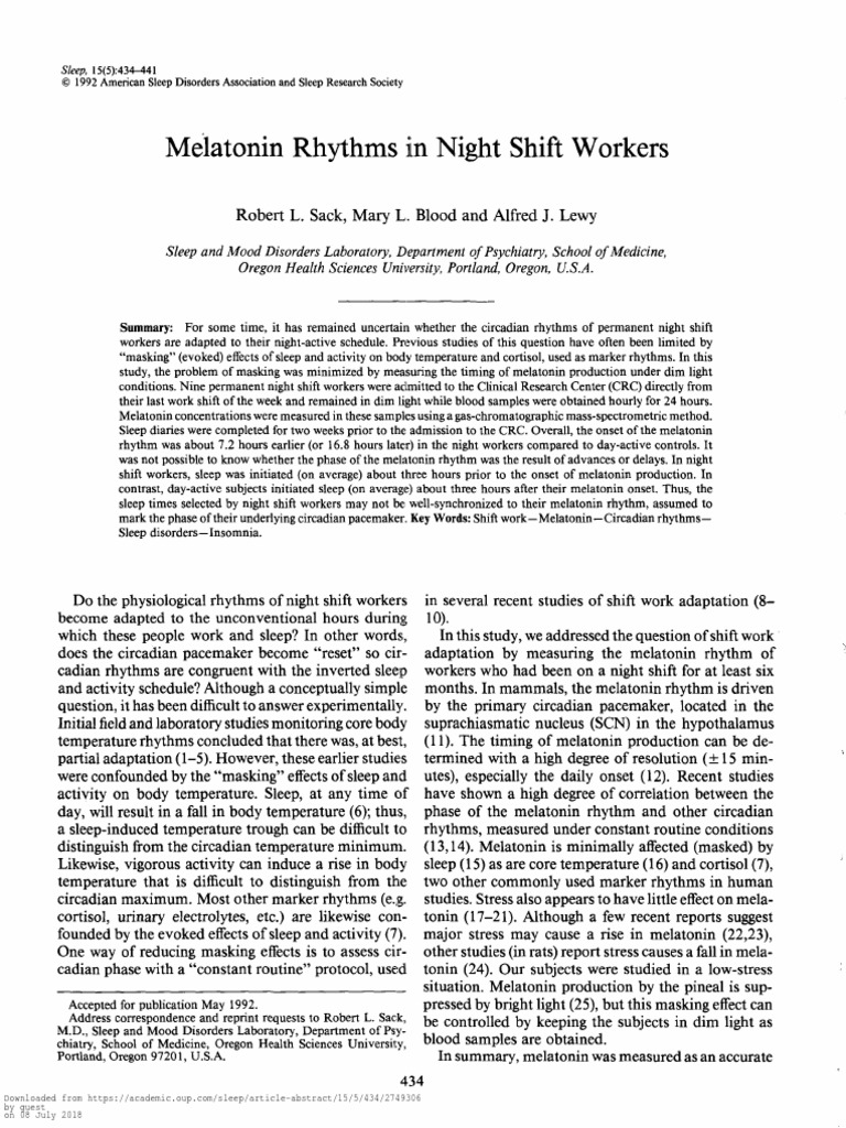 Night Workers | PDF | Shift Work | Circadian Rhythm