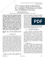 Impact of The 21?? Century Skill (Collaboration Skills) On Students' Academic Performance in Nature of Statistics at Mukuba University