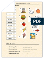 Vocabulary Matching Worksheet Food Fun Activities Games - 3606