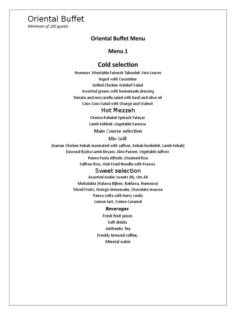 Oriental Buffet Menu 1 PDF