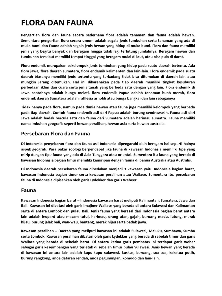 Sebaran Flora Dan Fauna Di Indonesia