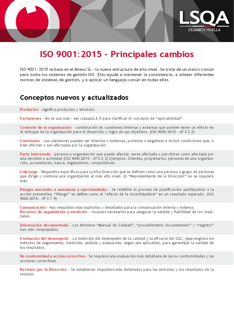 Principales Cambios de La Norma Iso 9001-2015 PDF | PDF | Calidad ...