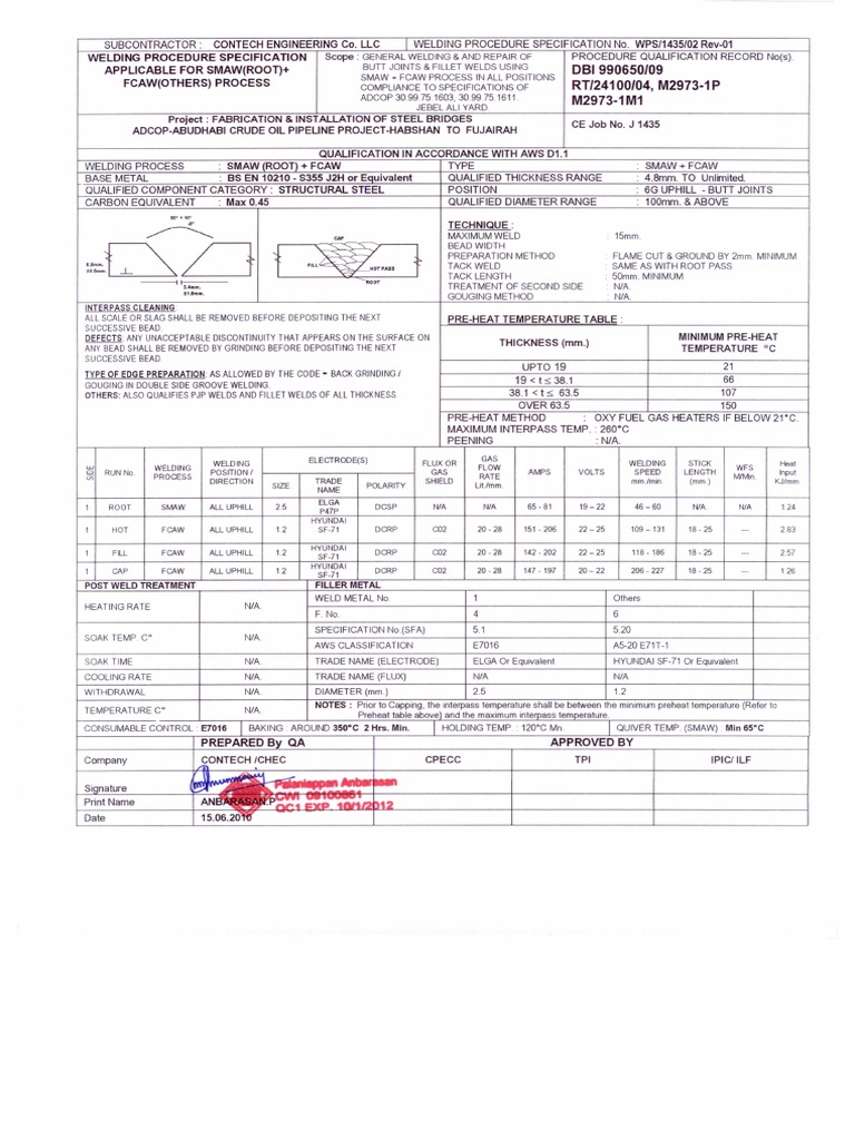 SMAW & FCAW Welding Procedure Spec | PDF | Welding | Construction
