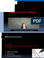 Questionnaire Design: Business Administration and Economics Department