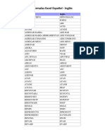 Fórmulas Excel Español - Inglés