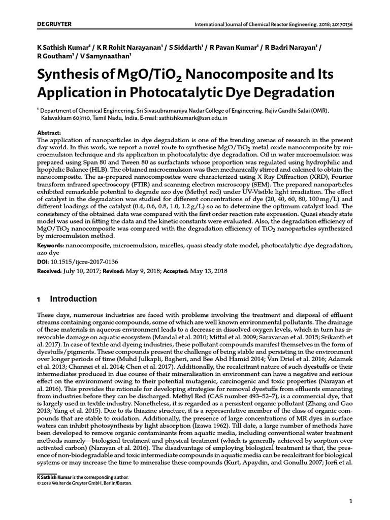 Photocatalysis Paper PDF Titanium Dioxide Enzyme